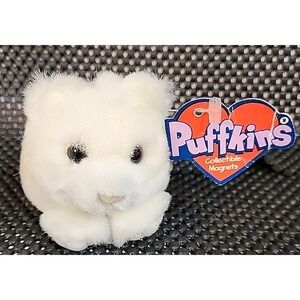 Vtg Puffkins Plush "Paws" 6610-M Birthday 6-1-97 Swibco Magnet Pink Claws White